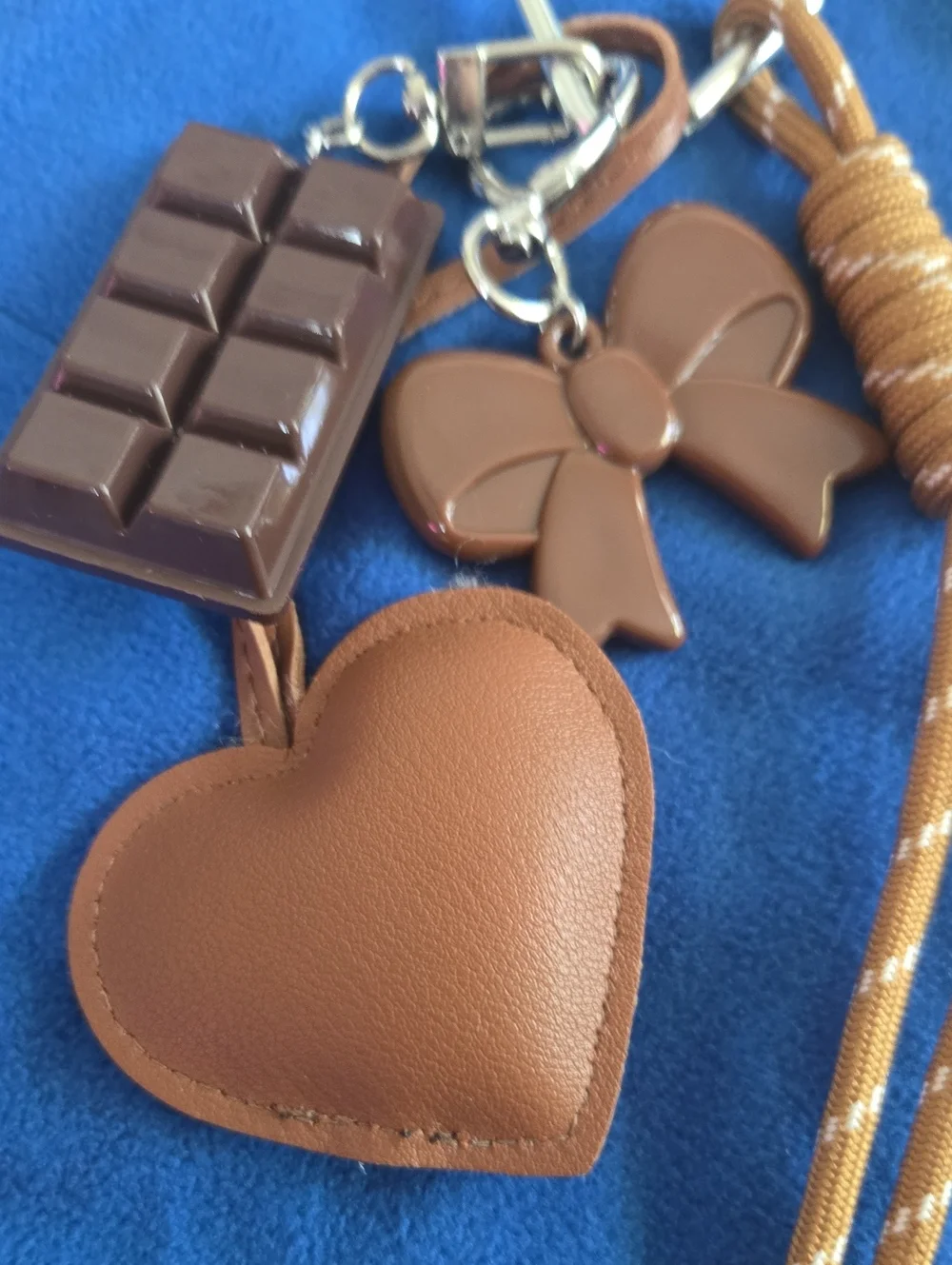 Brown Heart & Charm Keychain Lanyard